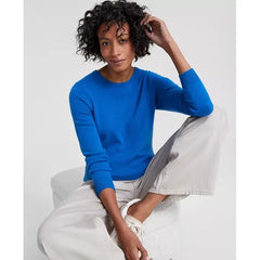 Macy's 100% Cashmere Women's Long-Sleeve Crewneck Sweater, Created for Macy's-Bright marine