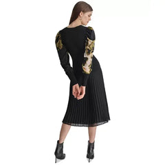 Women's V-Neck Rib-Knit Satin-Long-Sleeve Macy's-Bilk/photo