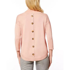 Macy's Women's Boat-Neck Button-Back Sweater-Blush pink