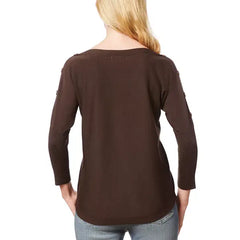 Macy's Women's Dolman-Sleeve Buttoned-Sleeve Sweater, Regular & Petite-Brown