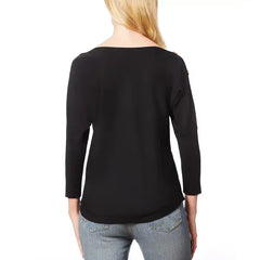 Macy's Women's Dolman-Sleeve Buttoned-Sleeve Sweater, Regular & Petite-Jet black