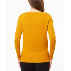 Women's Fine Gauge Boat-Neck Buttoned-Cuff Sweater created by Macy's-Golden yellow