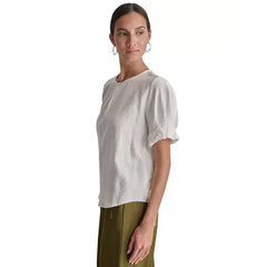 Macy's Women's Puff-Sleeve Pleated Blouse-Lvory