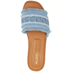ALDO Womens Nalani Fringe Slide Sandals, Stylish Slip On Sandals, Blue Woven Milti, Size 6.5M