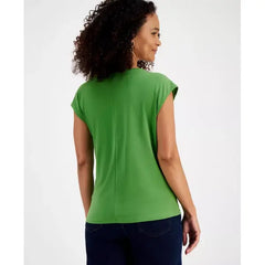 Women's O-Ring-Sleeve Pleat-Front Blouse, Created for Macy's-Lush fern