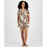 Women's 2-Pc. Stretch Satin Notch Collar Pajamas Set, Created for Macy's-Mixed animals