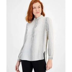 Anne Klein Womens Dot Print Tunic, Comfortable and Stylish Casual Wear, Anne White/Anne Black