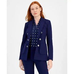 Anne Klein Womens Faux Double Breasted Jacket, Stylish Elegant Outerwear for Women
