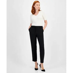 Anne Klein Grace Mid Rise Straight Leg Ankle Pants for Women, Stylish Comfortable Workwear