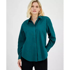 Petite Embellished Shirt, Created for Macy's-Grn trmaline