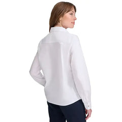 Macy's Women's Cotton Puff-Print Long-Sleeve Shirt-White