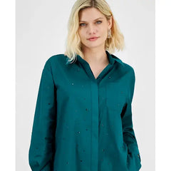 Petite Embellished Shirt, Created for Macy's-Grn trmaline