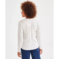 Women's Cotton Floral-Embroidered Long-Sleeve Top, Created for Macy's-Bloom sapphire