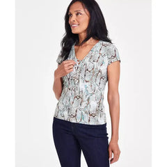 Women's Printed Lace-Up Front Top, Created for Macy's-Vers combo gray