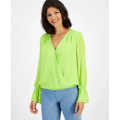 Women's Ruffle Surplice Blouse, Created for Macy's-Sweet Midori