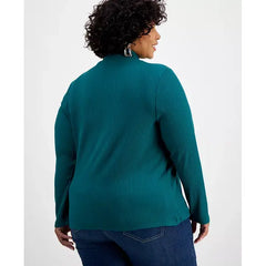 Women's Studded Cut-Out Mock-Neck Top, XS-3X, Created for Macy's-Green tourmaline