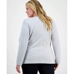 Plus Size Double-Breasted Jersey Blazer, Created for Macy's-Gray