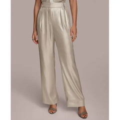 Donna Karan Women's Metallic Wide-Leg Pants, Created by Macy's-Silver