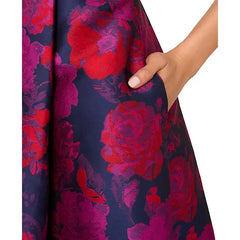 Adrianna Papell Womens Floral Jacquard High Low Hem Dress, Elegant for Formal Occasions