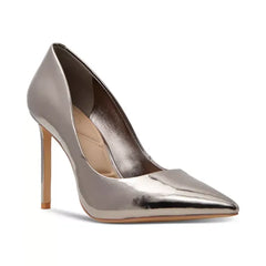 ALDO Women's Stessy 2.0 Pointed Toe Stiletto Heel Pumps, Elegant Dress Shoes, Pewter Mirror Metallic