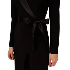 Adrianna Papell Women's Long Sleeve Tuxedo Jumpsuit for Sleek and Stylish Evening Wear, Black