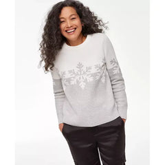 Women's Colorblocked Snowflake Sweater, Created for Macy's-Sleep gray heather