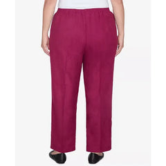 Alfred Dunner Plus Size Wine Country Soft Microfiber Side Seam Pocket Short Length Pant, Wine, Size 22WS
