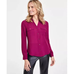 Women's Collared Button-Down Blouse, XS-3X, Created for Macy's-Rhodolite Garne