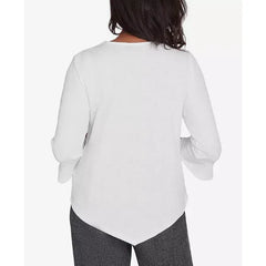 Alfred Dunner Women's Worth Avenue Crew Neck Textured Top with a Detachable Necklace