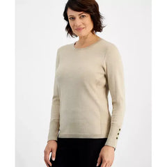 Women's Shine Crewneck Sweater, Created for Macy's-Gold Lurex