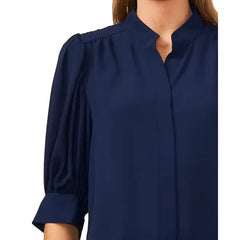 Macy's Women's 3/4-Sleeve Collared Button Down Blouse-Classic navy