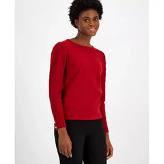 Anne Klein Womens Diamond Sleeve Sweater, Elegant Knit Pullover for Any Occasion