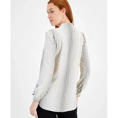 Anne Klein Womens Dot Print Tunic, Comfortable and Stylish Casual Wear, Anne White/Anne Black