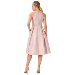 Adrianna Papell Beaded Neck Mikado Dress for Elegant and Timeless Evening Style