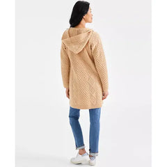 Women's Chunky Cable-Knit Hoodie Cardigan, Created for Macy's-Icy coffee