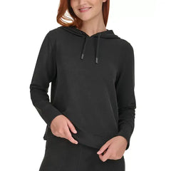 Macy's Performance Women's Waffle-Knit Pullover Hoodie-Black