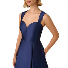 Adrianna Papell Women's Sweetheart Neck Mikado Gown for Elegant and Classic Evening Style, Light Navy