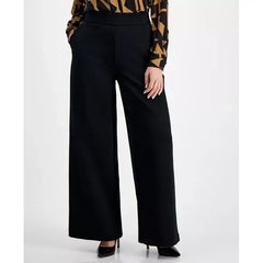 INC Petite High-Rise Wide-Leg Ponte Pants, Created for Macy's-Deep black