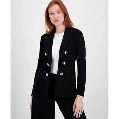 Anne Klein Womens Faux Double Breasted Jacket, Stylish Elegant Outerwear for Women