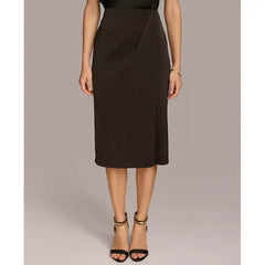 Women's Faux-Wrap Satin Skirt,Created by Macy's-Black