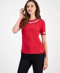 Macy's Women's Rhinestone-Embellished T-Shirt-Chili paper