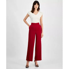 Petite Pull-On High-Rise Wide-Leg Pants, Created by Macy's-Titian red