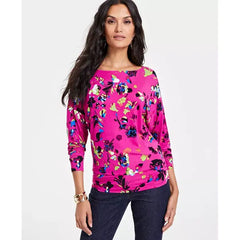 Women's Printed Draped-Shoulder Top, Created for Macy's- Avery Combo B