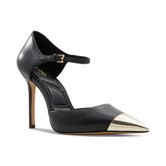 ALDO Womens Mysha Cap Toe Two Piece Stiletto Heel Dress Shoes, Black