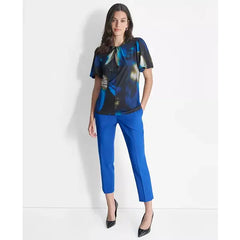 Macy's Women's Short-Sleeve Twist-Neck Blouse-Lapis BI M