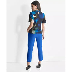 Macy's Women's Short-Sleeve Twist-Neck Blouse-Lapis BI M