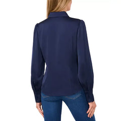 Macy's Women's Rhinestone-Button Blouse-Classic navy