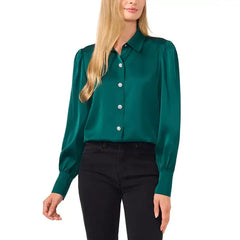 Macy's Women's Rhinestone-Button Blouse-Dark forest