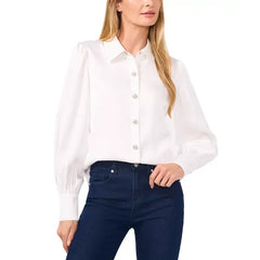 Macy's Women's Rhinestone-Button Blouse-New lvory