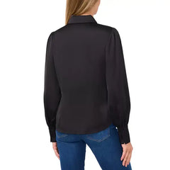 Macy's Women's Rhinestone-Button Blouse-Rich black